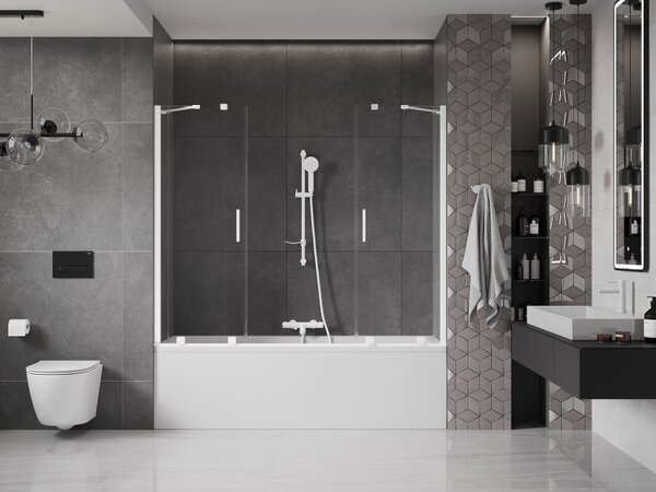 Mexen Velar Duo, paravan de baie glisant cu 2 aripi 170 x 150 cm, sticlă transparentă de 8 mm, profil alb, 896-170-000-02-20