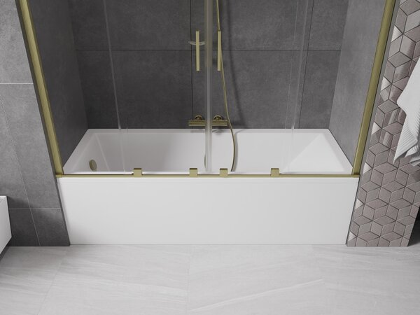 Mexen Velar Duo, paravan de baie glisant cu 2 aripi 180 x 150 cm, sticlă transparentă de 8 mm, profil auriu mat, 896-170-000-02-55