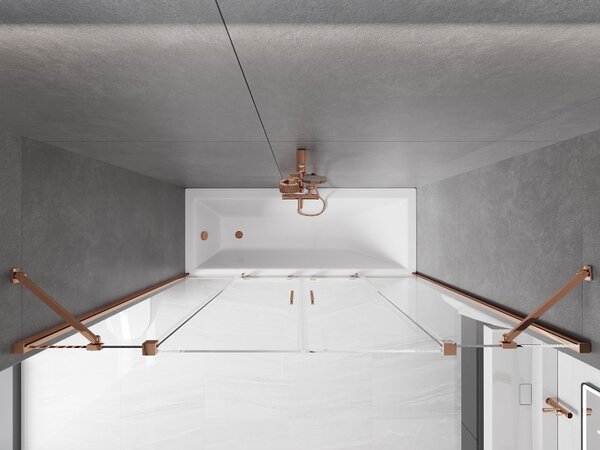 Mexen Velar Duo, paravan de baie glisant cu 2 aripi 170 x 150 cm, sticlă transparentă de 8 mm, profil auriu roz, 896-170-000-02-60
