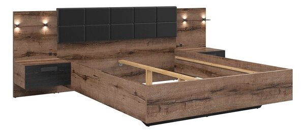 Pat Livmoru 101 Cu noptiereDublu, Maro, 160x200, PAL laminat, 265x206x99cm