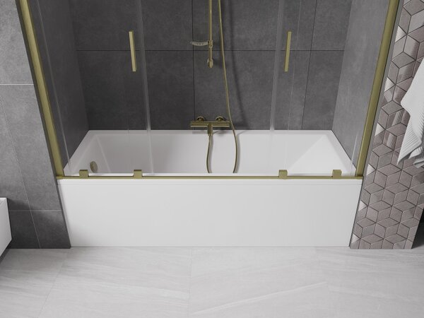 Mexen Velar Duo, paravan de baie glisant cu 2 aripi 180 x 150 cm, sticlă transparentă de 8 mm, profil auriu mat, 896-170-000-02-55