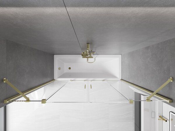 Mexen Velar Duo, paravan de baie glisant cu 2 aripi 180 x 150 cm, sticlă transparentă de 8 mm, profil auriu mat, 896-170-000-02-55