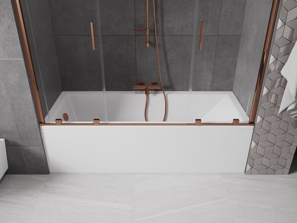 Mexen Velar Duo, paravan de baie glisant cu 2 aripi 170 x 150 cm, sticlă transparentă de 8 mm, profil auriu roz, 896-170-000-02-60