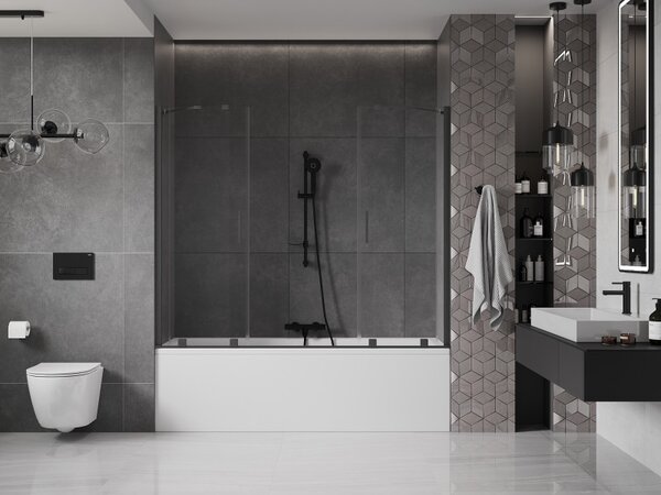 Mexen Velar Duo, paravan de baie glisant cu 2 aripi 170 x 150 cm, sticlă transparentă de 8 mm, profil grafit mat, 896-170-000-02-66
