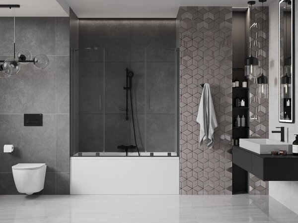 Mexen Velar Duo, paravan de baie glisant cu 2 aripi 160 x 150 cm, sticlă transparentă de 8 mm, profil grafit mat, 896-160-000-02-66