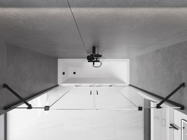 Mexen Velar Duo, paravan de baie glisant cu 2 aripi 170 x 150 cm, sticlă transparentă de 8 mm, profil negru mat, 896-170-000-02-70