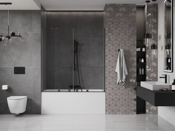 Mexen Velar Duo, paravan de baie glisant cu 2 aripi 160 x 150 cm, sticlă transparentă de 8 mm, profil grafit mat, 896-160-000-02-66