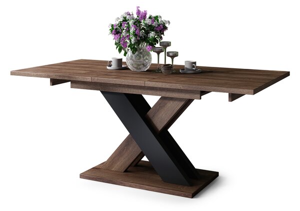 Mazzoni KARO Stejar Maro/Negru Mat – MASĂ/MĂSUȚĂ CAFEA MODERNĂ CU BLAT EXTENSIBIL până la 180 cm
