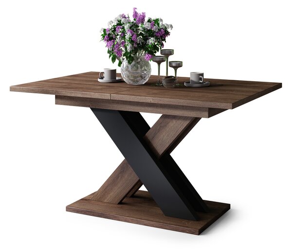 Mazzoni KARO Stejar Maro/Negru Mat – MASĂ/MĂSUȚĂ CAFEA MODERNĂ CU BLAT EXTENSIBIL până la 180 cm