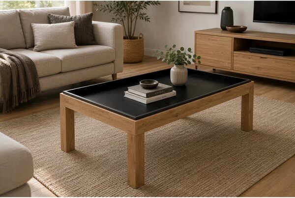 Masuta cafea AVERSA, stejar artisan/negru, PAL, 108x60x43 cm