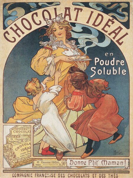 Reproducere Chocolat Ideal Chocolate Advert (Vintage Art Nouveau) - Alfons Mucha