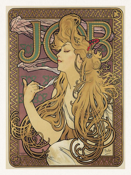 Reproducere Job, Cigarette Paper Advert (Vintage Art Nouveau) - Alfons / Alphonse Mucha