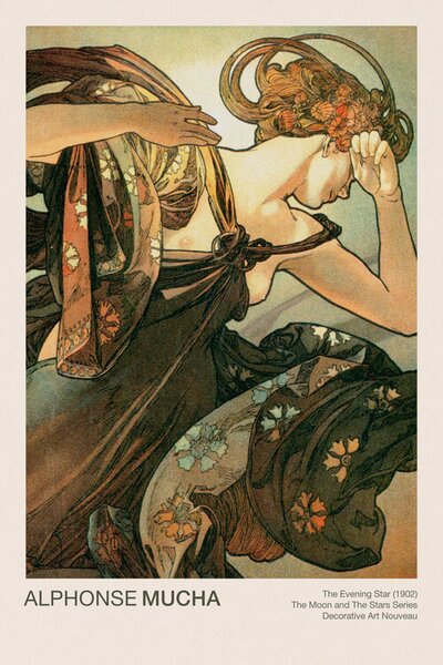 Reproducere The Evening Star (Celestial Art Nouveau / Beautiful Female Portrait) - Alphonse / Alfons Mucha