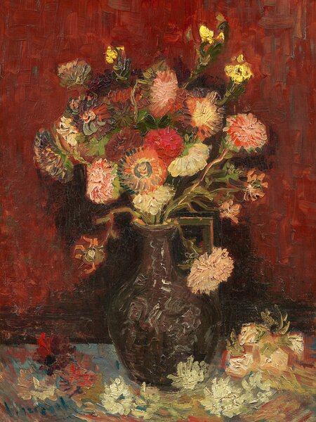 Reproducere Vase with Cinese Asters & Gladioli (Vintage Flowers) - Vincent van Gogh