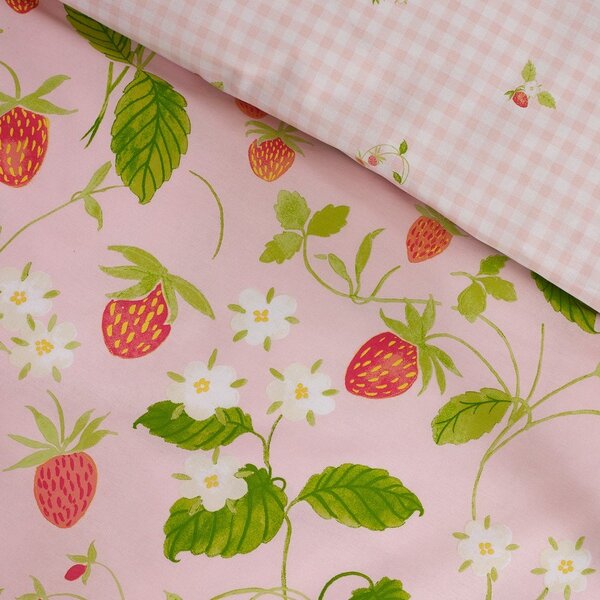 Lenjerie de pat roz pentru pat de o persoană 135x200 cm Strawberry Frills – Catherine Lansfield