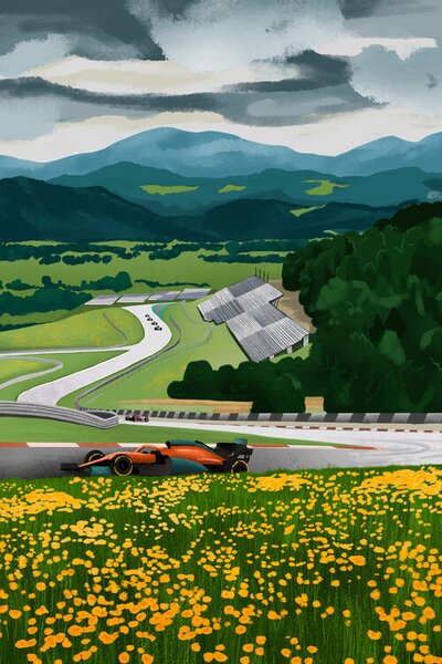 Ilustrație Racetrack of Austria, Goed Blauw, (26.7 x 40 cm)