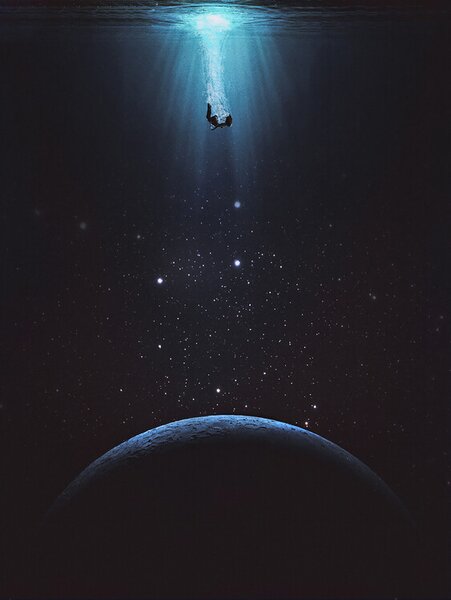 Ilustrație Falling, spacerocket art, (30 x 40 cm)