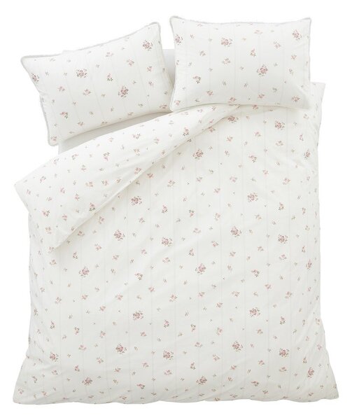 Lenjerie de pat crem din bumbac percal pentru pat dublu cu 3 piese 200x200 cm Vintage Rosebud Lace – Bianca