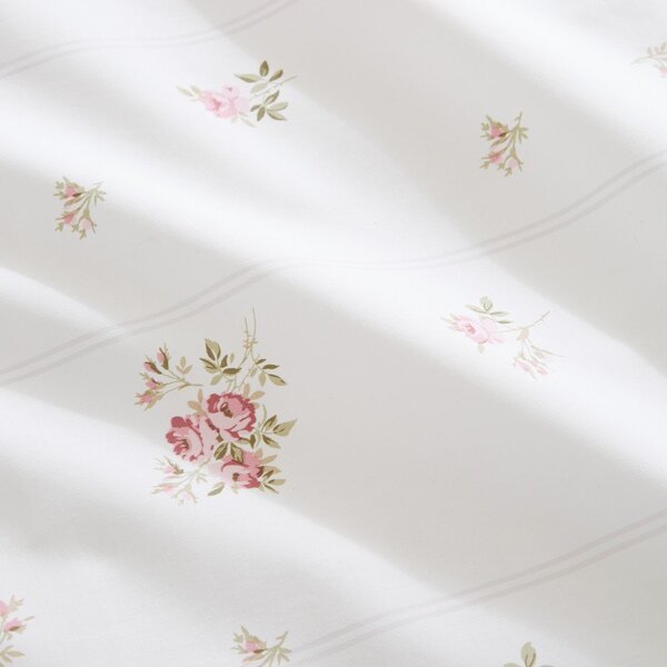 Lenjerie de pat crem din bumbac percal pentru pat dublu cu 3 piese 200x200 cm Vintage Rosebud Lace – Bianca