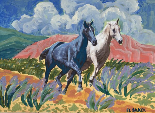 Ilustrație Two horses, Eleanor Baker, (40 x 30 cm)