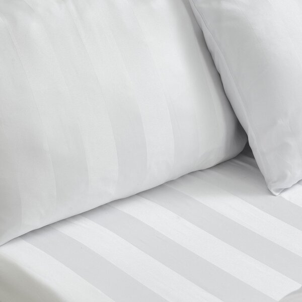 Cearceaf alb din satin cu elastic 150x200 cm So Soft Satin Stripe – Catherine Lansfield