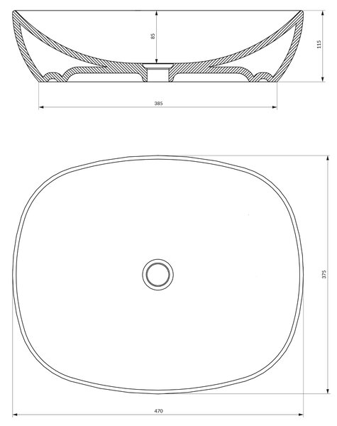Omnires Portland lavoar 47x39 cm dreptunghiular de blat alb luciu PORTLAND475BP