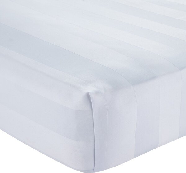 Cearceaf alb din satin cu elastic 150x200 cm So Soft Satin Stripe – Catherine Lansfield