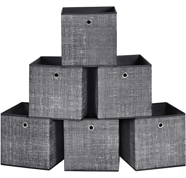 Set de 6 cutii de depozitare pliabile , negru