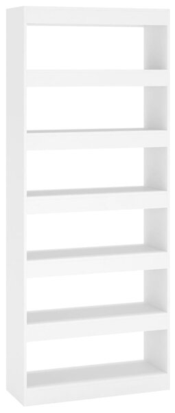 Bibliotecă/Separator cameră, alb, 80x30x198 cm, PAL