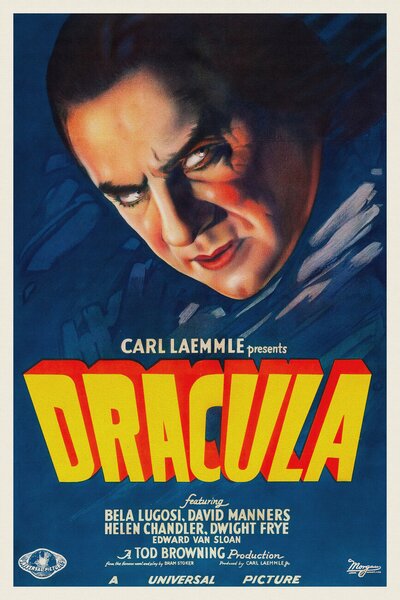 Artă imprimată Dracula (Vintage Cinema / Retro Movie Theatre Poster / Horror & Sci-Fi), (26.7 x 40 cm)