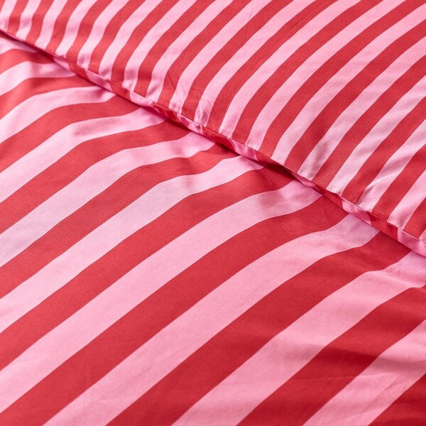Lenjerie de pat roșie/roz pentru pat de o persoană 135x200 cm Stripe Tease – Sassy B