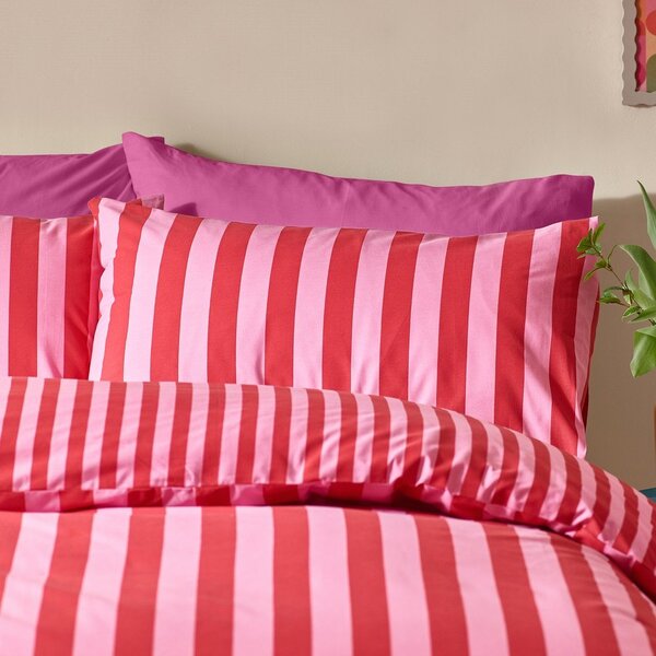Lenjerie de pat roșie/roz pentru pat de o persoană 135x200 cm Stripe Tease – Sassy B