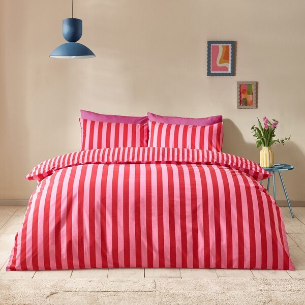 Lenjerie de pat roșie/roz pentru pat de o persoană 135x200 cm Stripe Tease – Sassy B