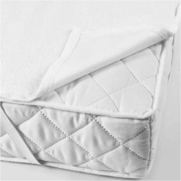 Patut din lemn masiv 120x60 cm Bria alb, include protectie impermeabila si set lenjerie matlasata 5 piese Kidizi