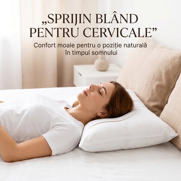Perna antialergica CERVI-SAN Puf de gasca cu suport cervical, Alb