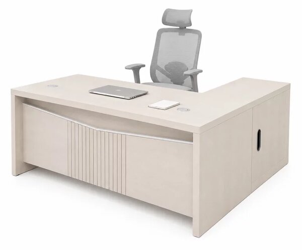 Set Valente & Calvena - Birou directorial cu dulap lateral mobil si Scaun de birou ergonomic cu functie de înclinare