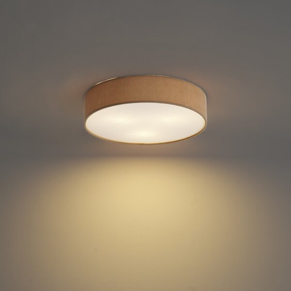 Plafonieră modernă gri-maroniu cu abajur de catifea 46cm 3 lumini - Luz