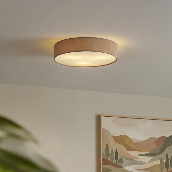Plafonieră modernă gri-maroniu cu abajur de catifea 46cm 3 lumini - Luz