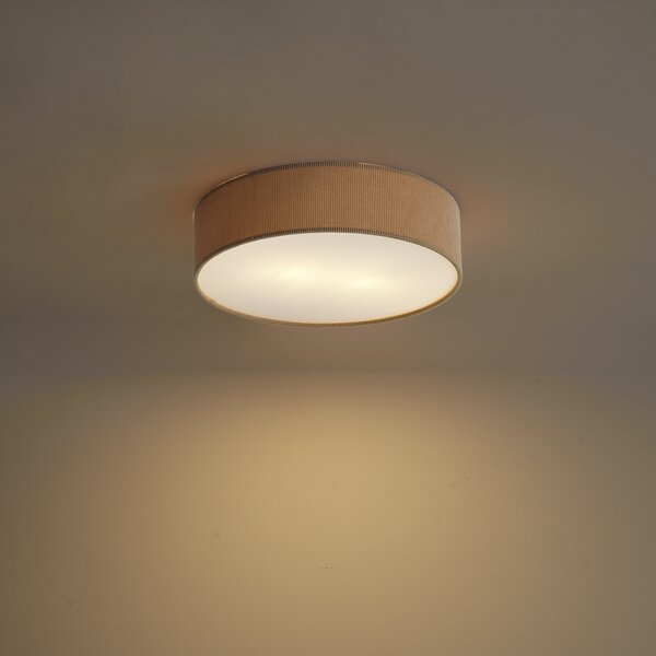 Plafonieră modernă gri-maroniu cu abajur de catifea 38cm 2 lumini - Luz