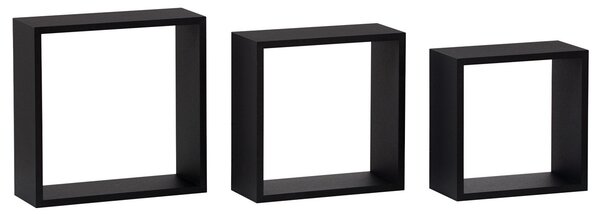 Etajeră de perete set 3 buc., negru mat,30 x 11,7, 27 x 11,7, 24 x 11,7 cm
