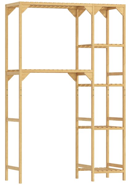 HOMCOM Mobilier deasupra mașinii de spălat din bambus cu 7 rafturi reversibile, spațiu economisitor, pentru depozitare și organizare, pentru baie și spălătorie, 100x40x157 cm, culoare lemn | Aosom Romania
