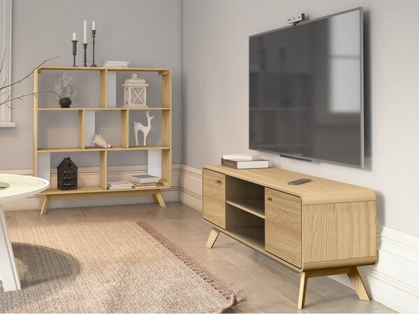 Bibliotecă în culoare naturală cu aspect de lemn de stejar 122x126 cm Caitlin – Støraa