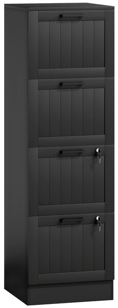 HOMCOM Comodă pentru Documente cu 4 Sertare, Șină Reglabilă, 2 Chei și 2 Încuietori, 40x40x131 cm, Negru | Aosom Romania