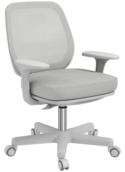 Vinsetto Scaun de Birou Rabatabil cu Inaltime Reglabila, Scaun Ergonomic si Tesatura Respirabila cu 5 Roti 55x48x82.5-94.5 cm, Gri