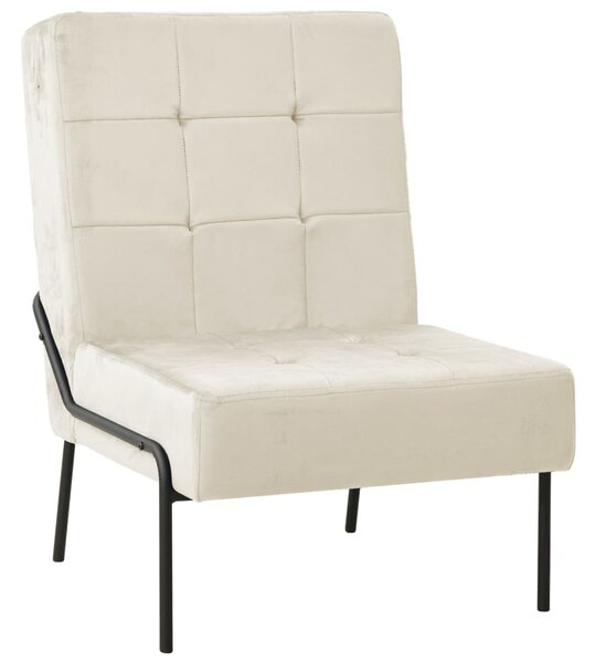 Scaun de relaxare, 65x79x87 cm, alb crem, catifea