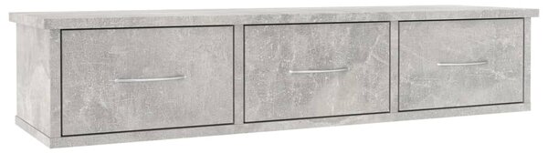 Dulap de perete cu sertare, gri beton, 88x26x18,5 cm, PAL