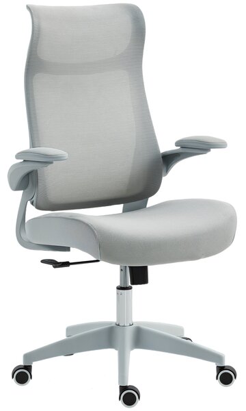 HOMCOM Scaun de birou ergonomic cu cotiere reglabile și tetieră, gri | Aosom Romania
