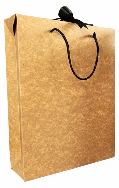 SET 10 Boxbag pungi cadou kraft natur pentru 3 sticle vin (35x25x9 cm)