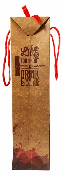 SET 10 Boxbag pungi cadou kraft model pahare pentru 1 sticla vin (35x10x9 cm)