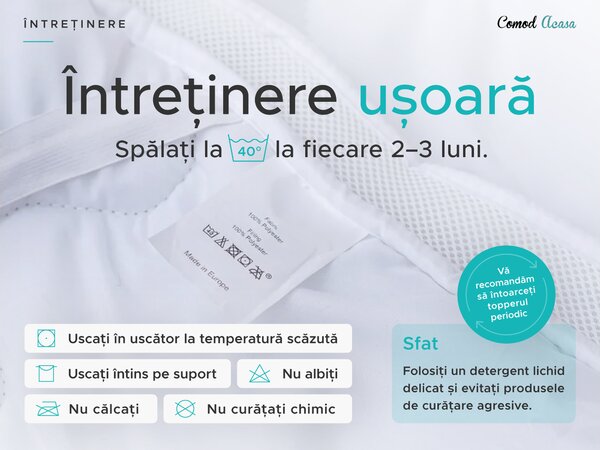 Protectie pentru saltea cu doua straturi - TOPPER 90 x 200 cm